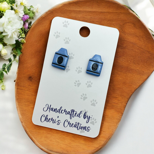 Cute Blue Crayon Polymer Clay Stud Earrings