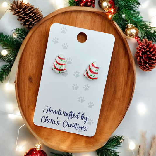 Christmas Tree Sweet Cakes Polymer Clay Stud Earrings