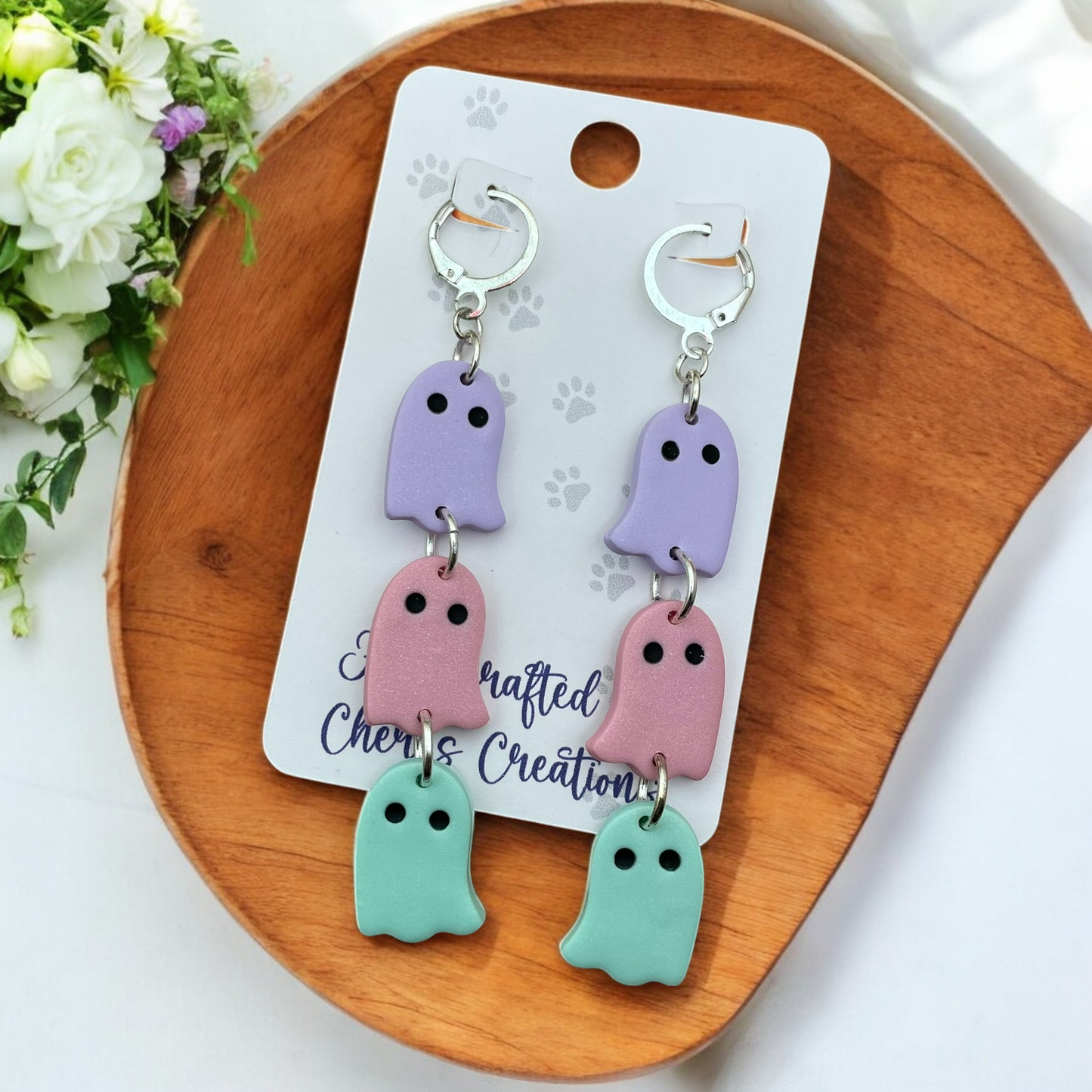 Pastel Floating Ghosts Polymer Clay Earrings