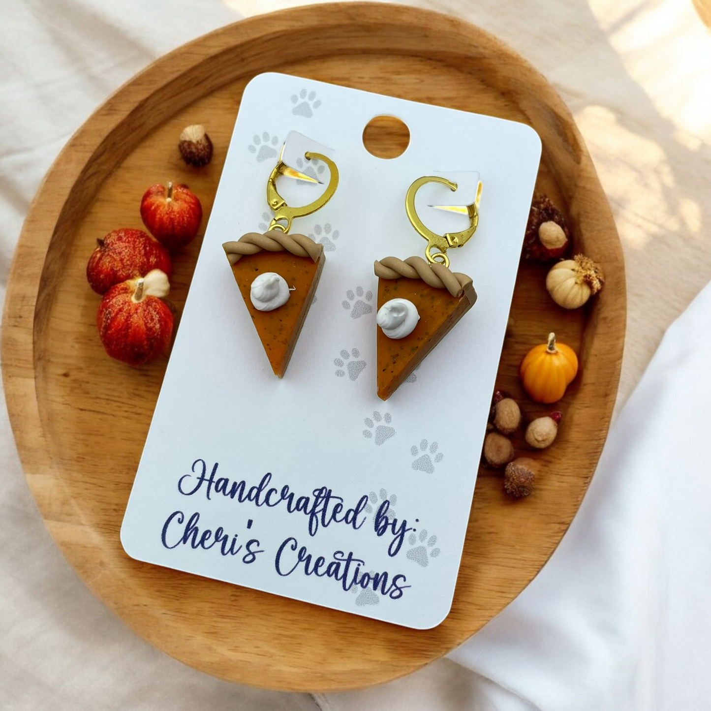 Pumpkin Pie Slices Polymer Clay Dangle Earrings
