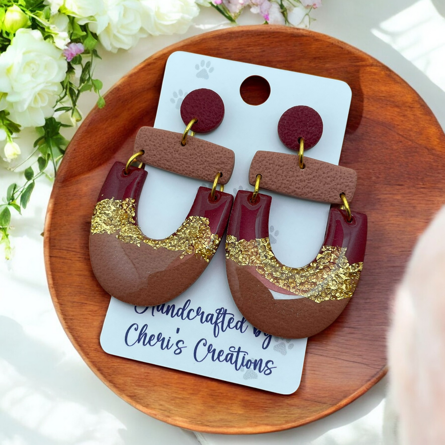 Leilani Red & Gold Polymer Clay Earrings