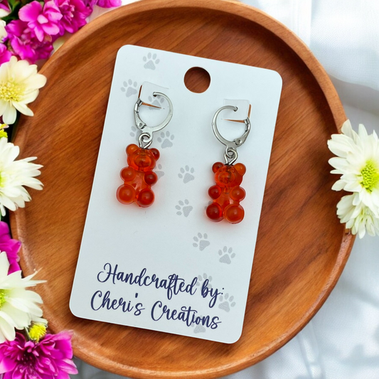 Cherry Gummy Bears Acrylic Dangle Earrings