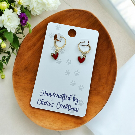 Classic Red Heart Enamel Dangle Earrings