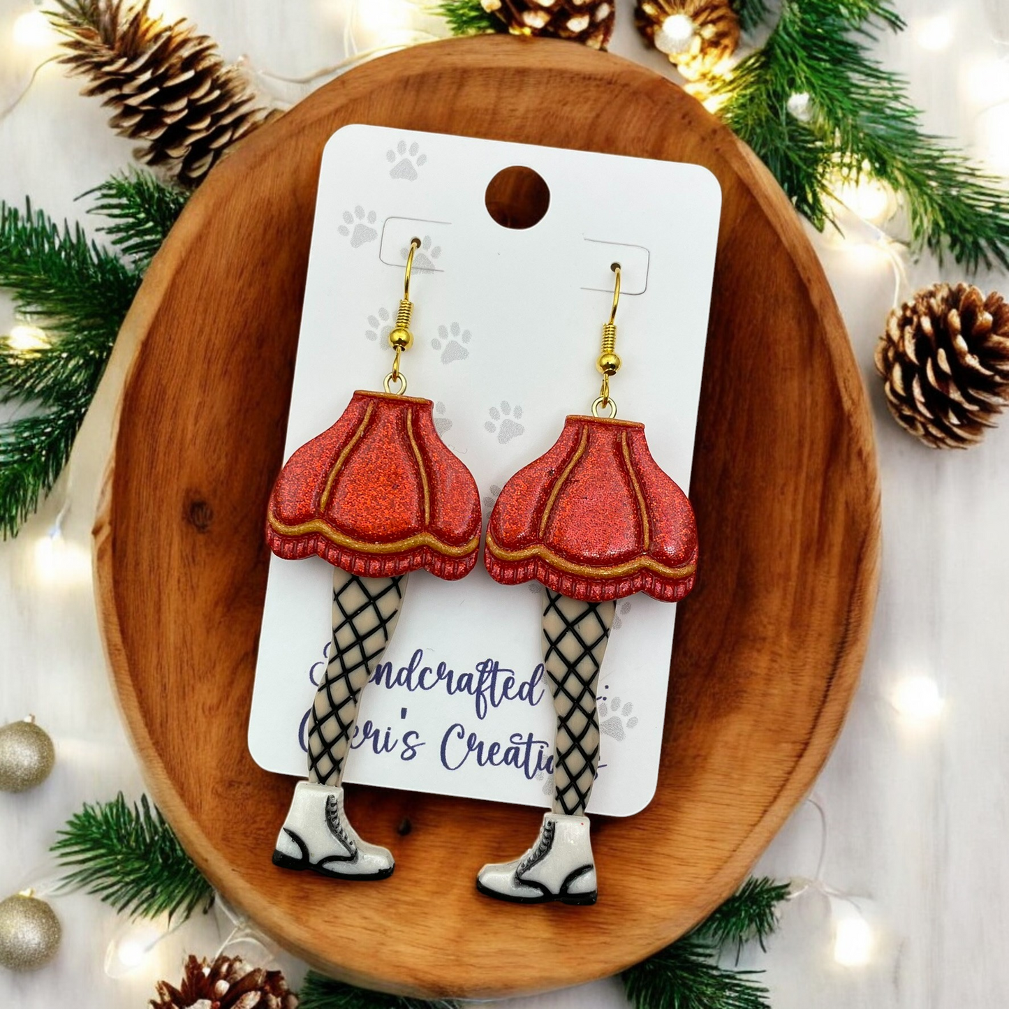 Red Leg Lamp Polymer Clay Dangle Earrings