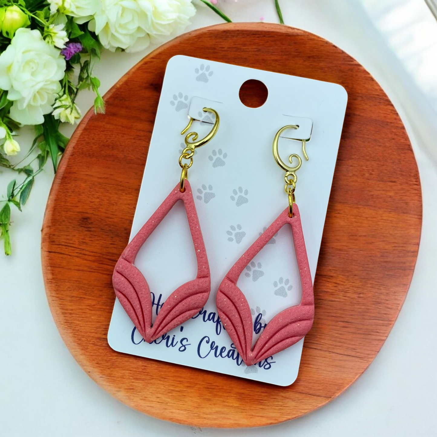 Coral Savannah Polymer Clay Dangle Earrings