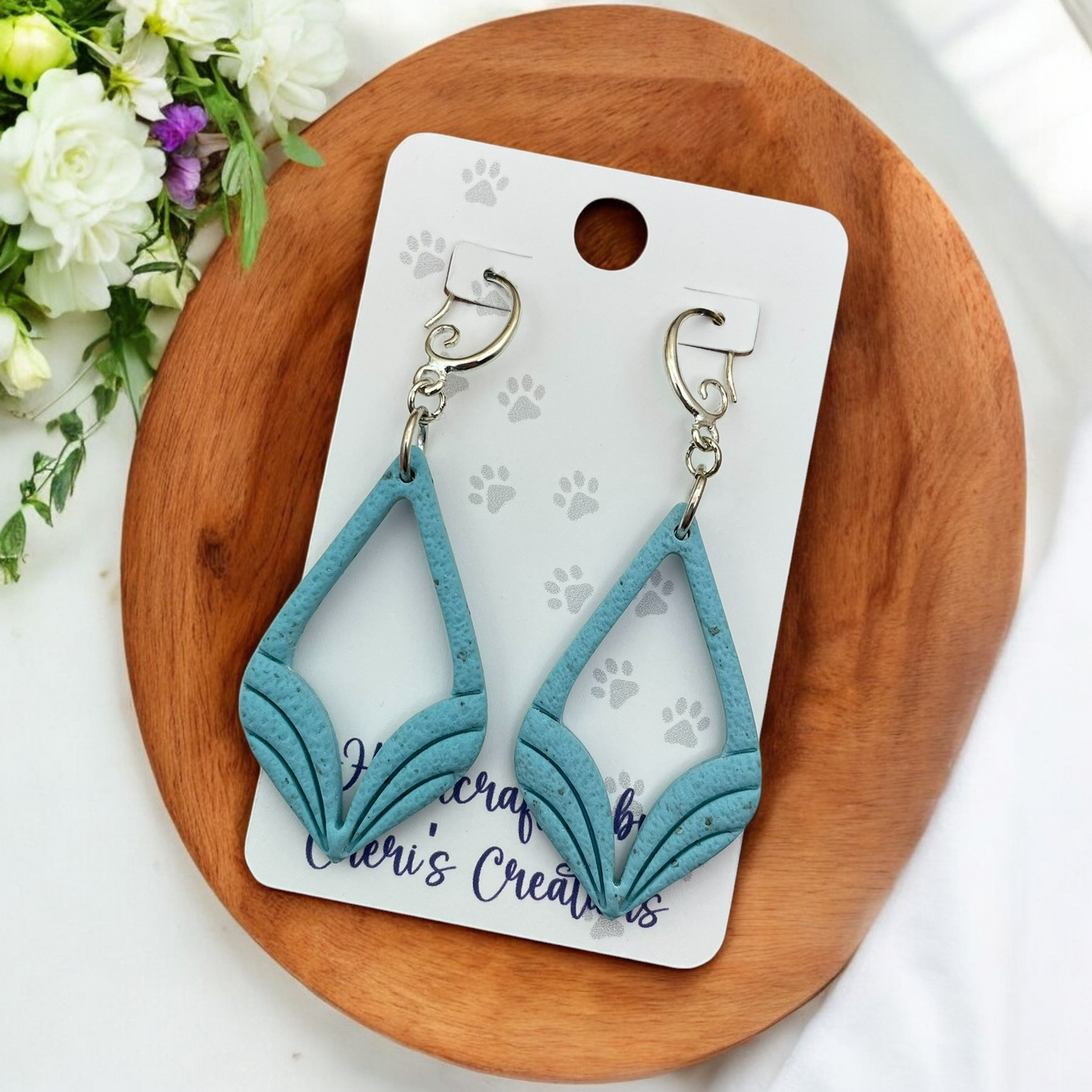 Granite Turquoise Savannah Polymer Clay Dangle Earrings