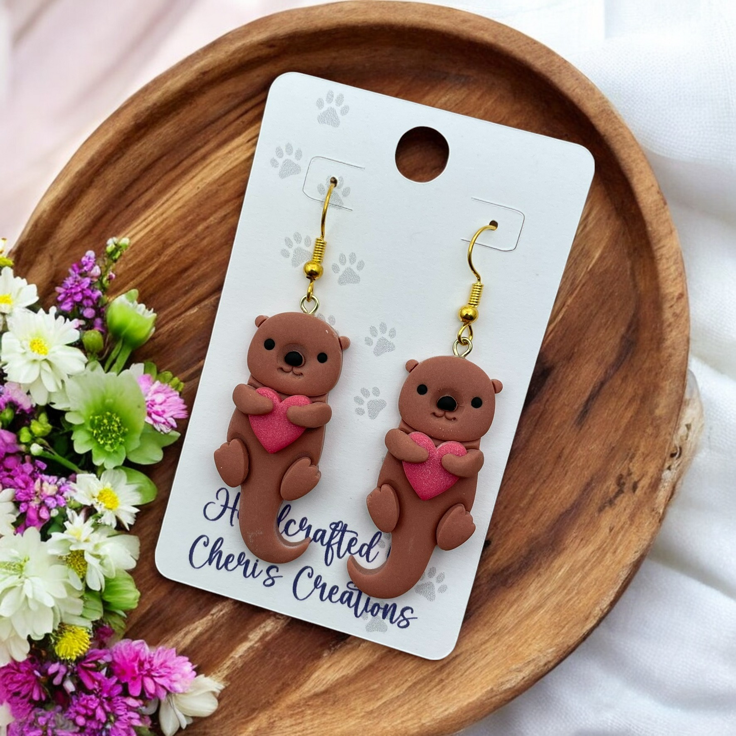 Sweet Otters Polymer Clay Earrings
