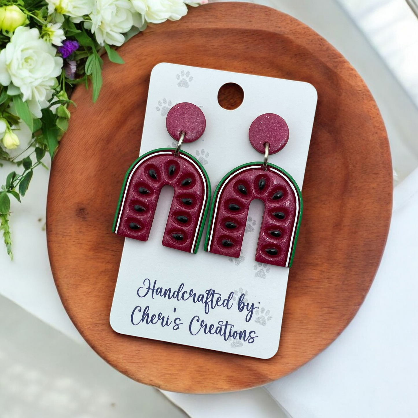 Sweet Watermelon Arches Polymer Clay Dangle Earrings