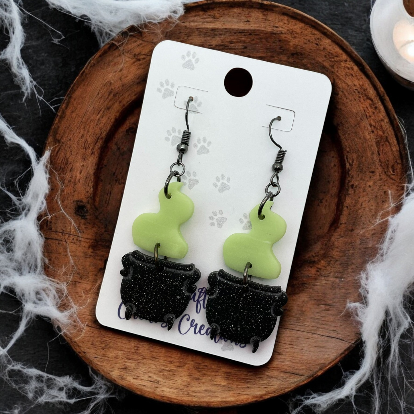 Witch's Cauldron Polymer Clay Dangle Earrings