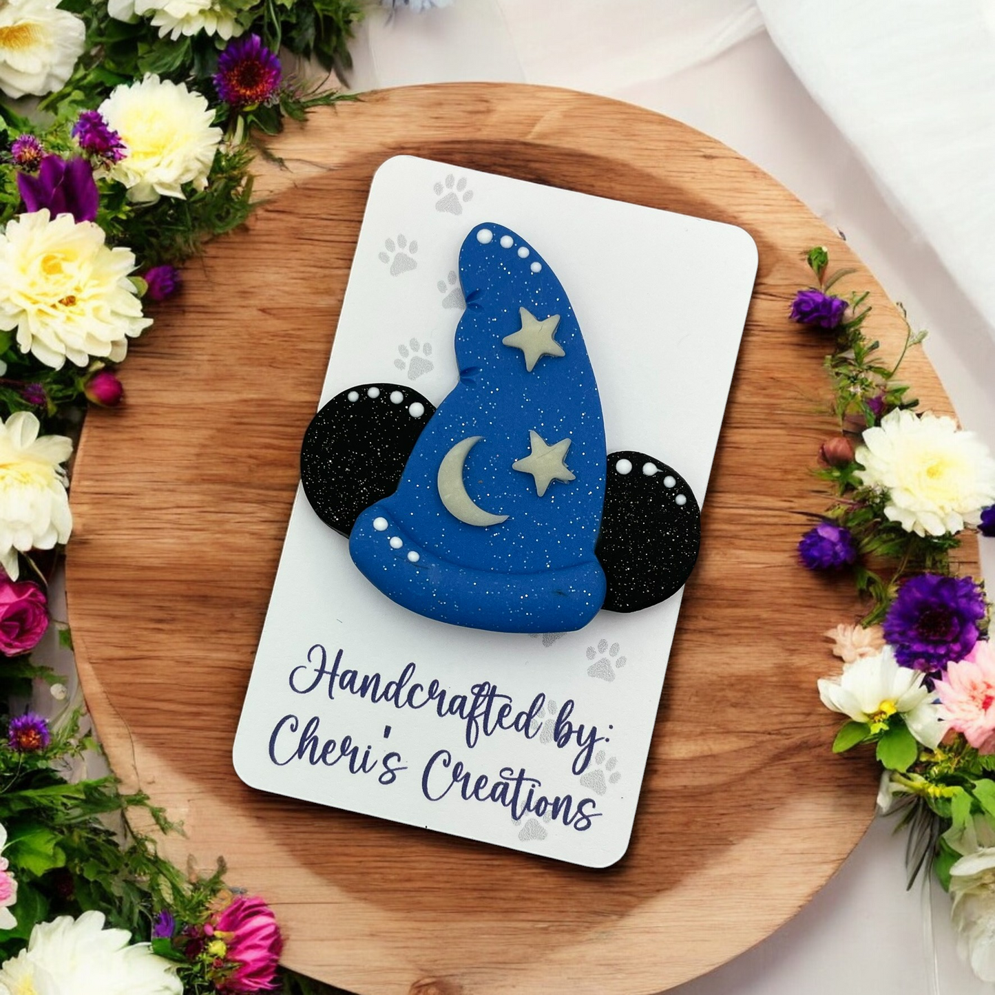 Whimsical Wizard Hat Mouse Ears Polymer Clay Embellishment