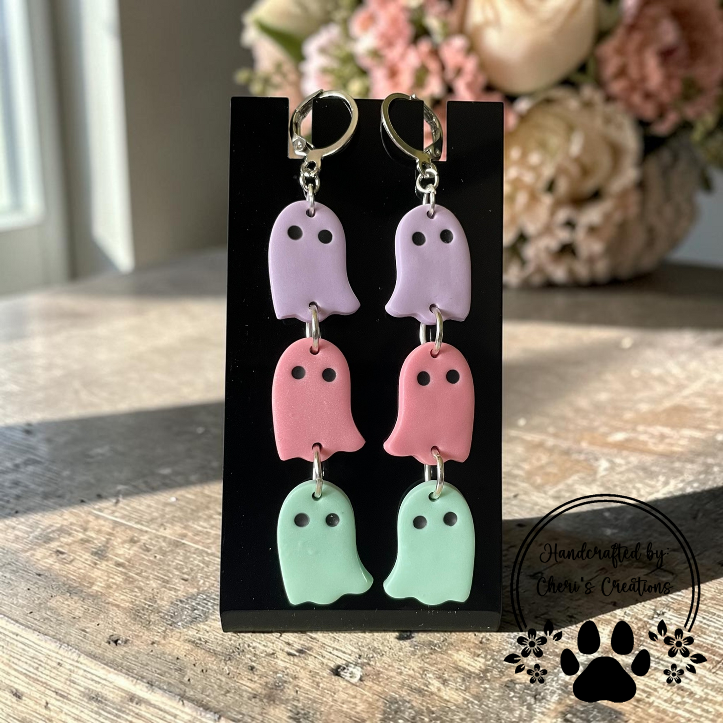 Pastel Floating Ghost Dangles - Handmade Polymer Clay Earrings