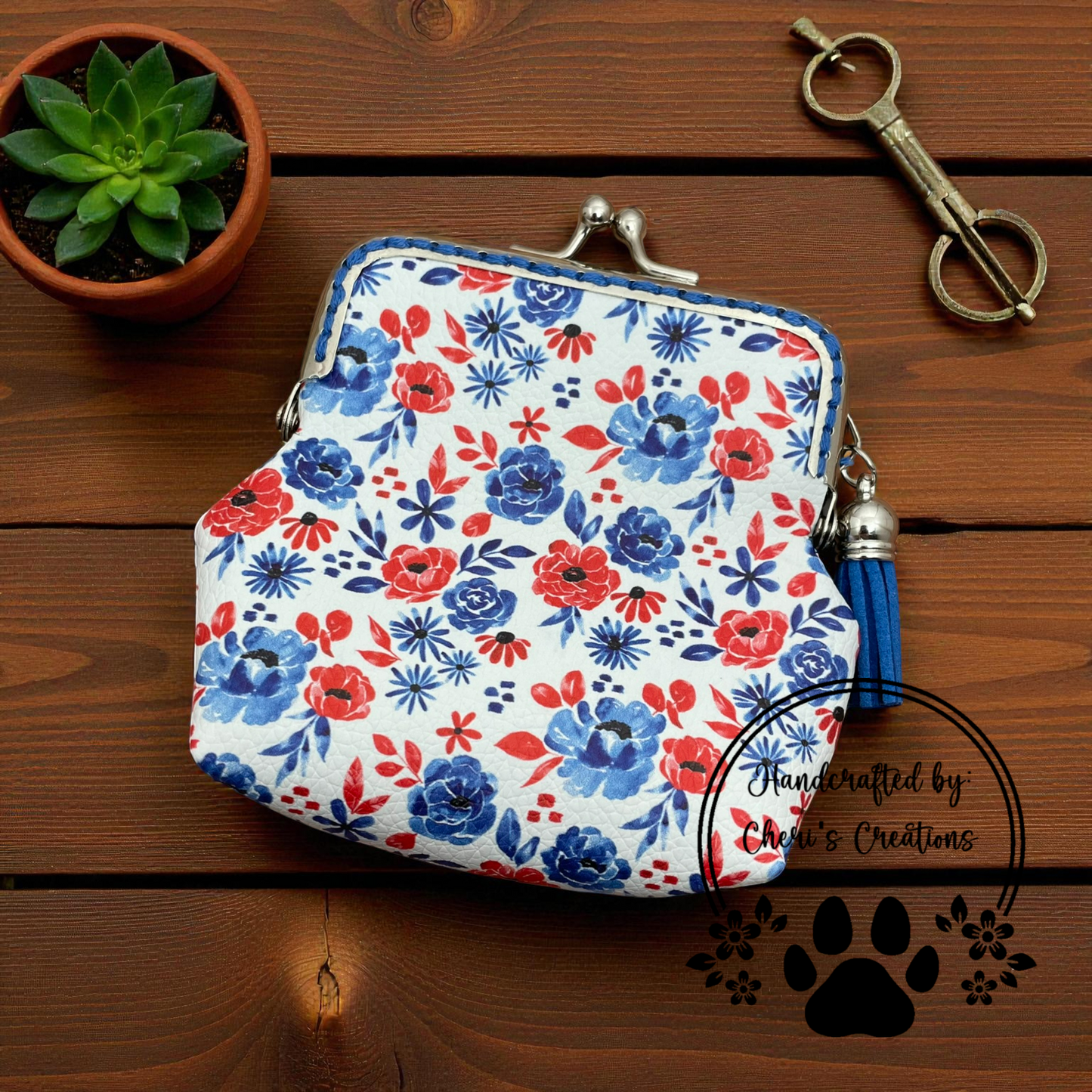 Coin Purse - Patriotic Florals Change Purse