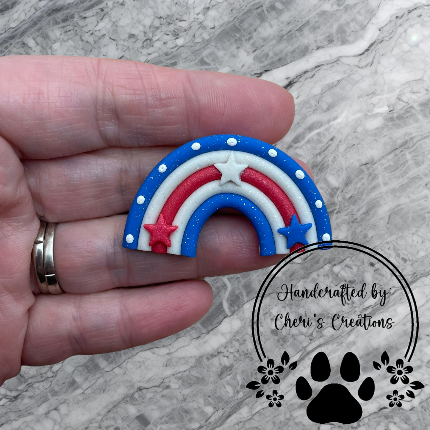 Patriotic Rainbow Polymer Clay Embellishment