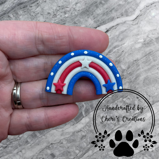 Patriotic Rainbow Polymer Clay Embellishment