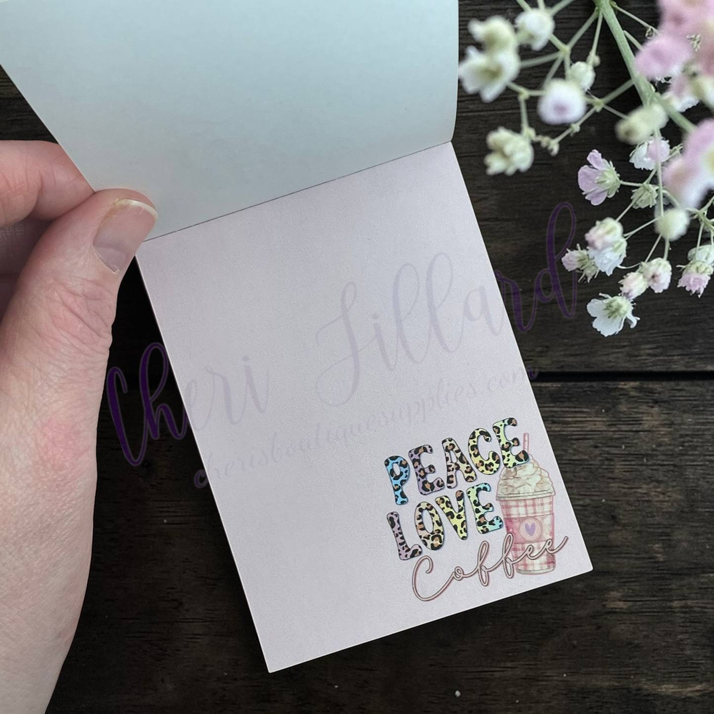 Peace Love Coffee Mini Notepad – Cute Coffee Memo Pad