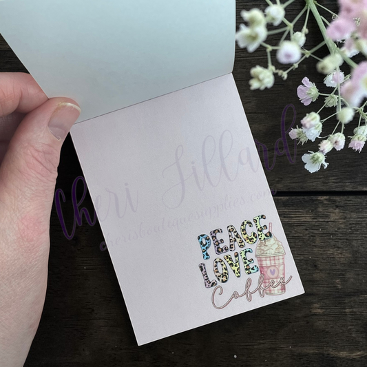 Peace Love Coffee Mini Notepad – Cute Coffee Memo Pad