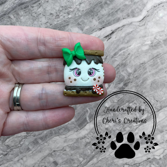 Sweet Peppermint S'more Polymer Clay Embellishment