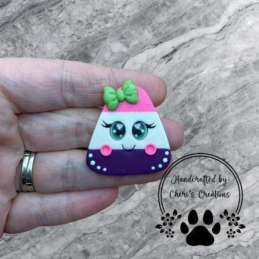 Playful Pink & Purple Candy Corn Polymer Clay Embellishment