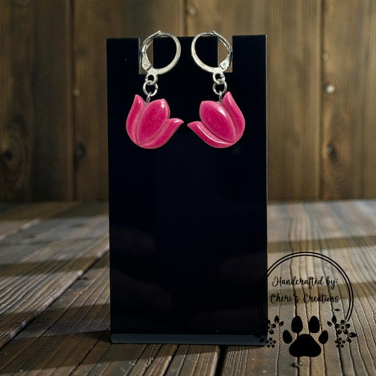 Pink Tulip Earrings – Mini Dangle Earrings