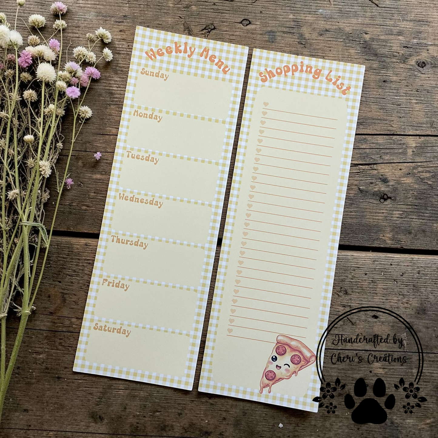 Pizza Slice Weekly Menu & Shopping List Notepad Set