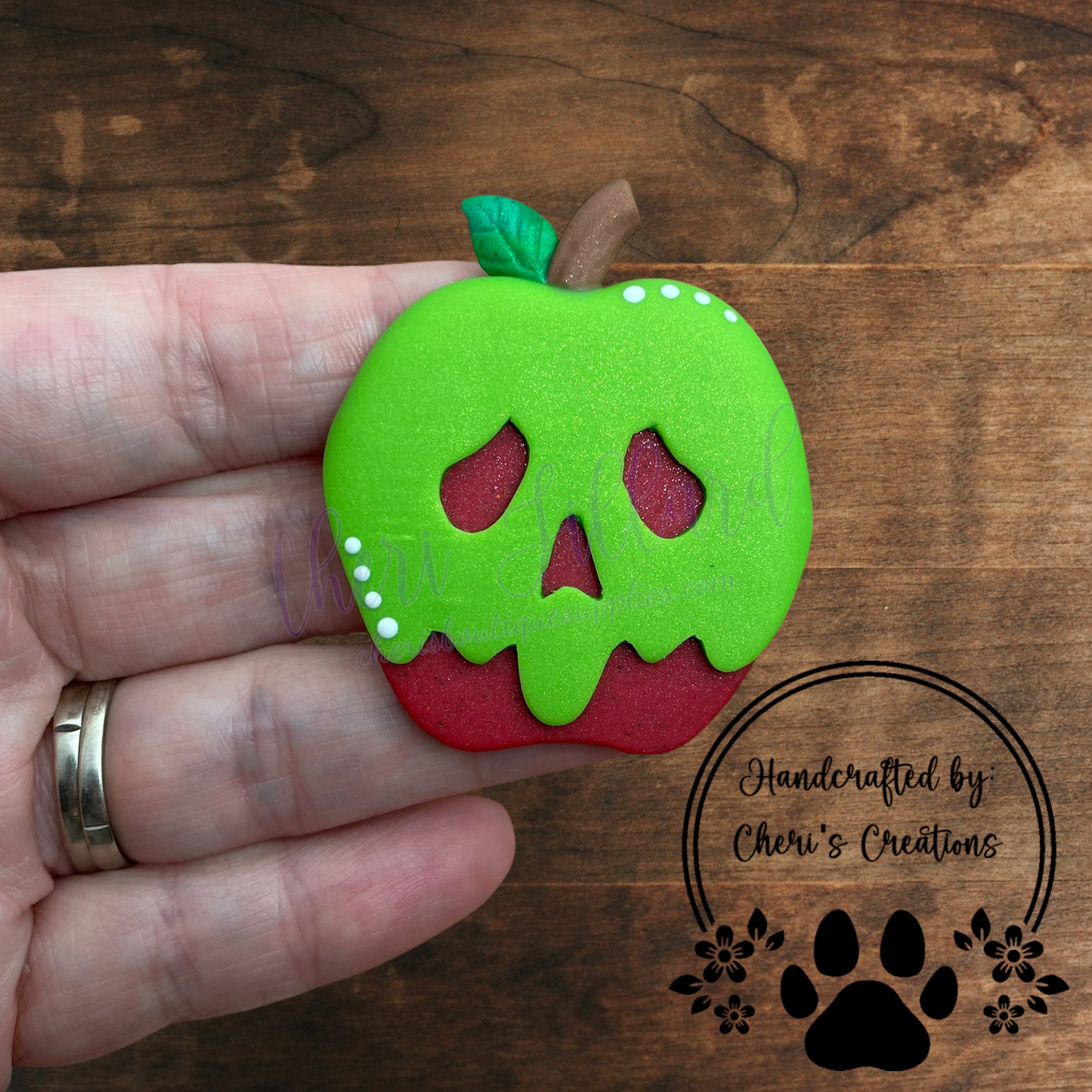Poison Apple Bow Center – Handmade Polymer Clay Embellishment