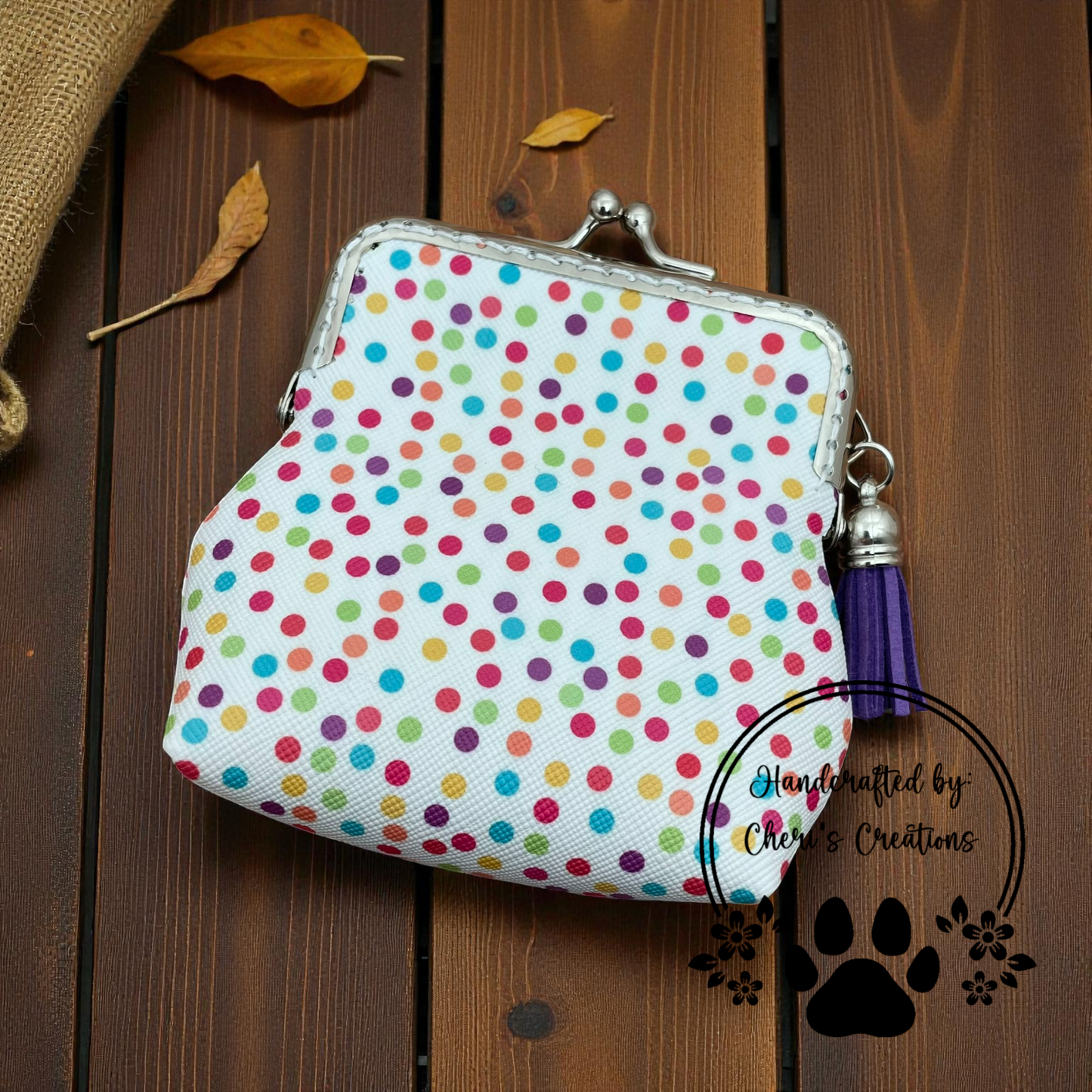 Coin Purse - Bright Polka Dots Change Purse