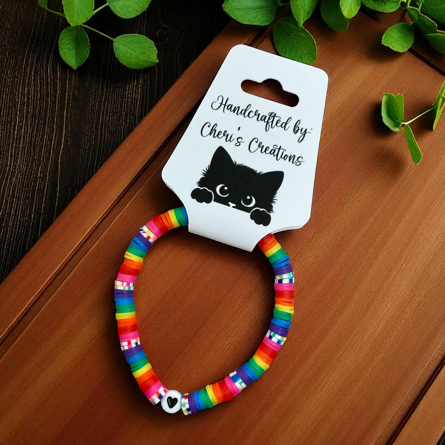 PRIDE Heart Heishi Bead Bracelet – Handmade Stretch Bracelet
