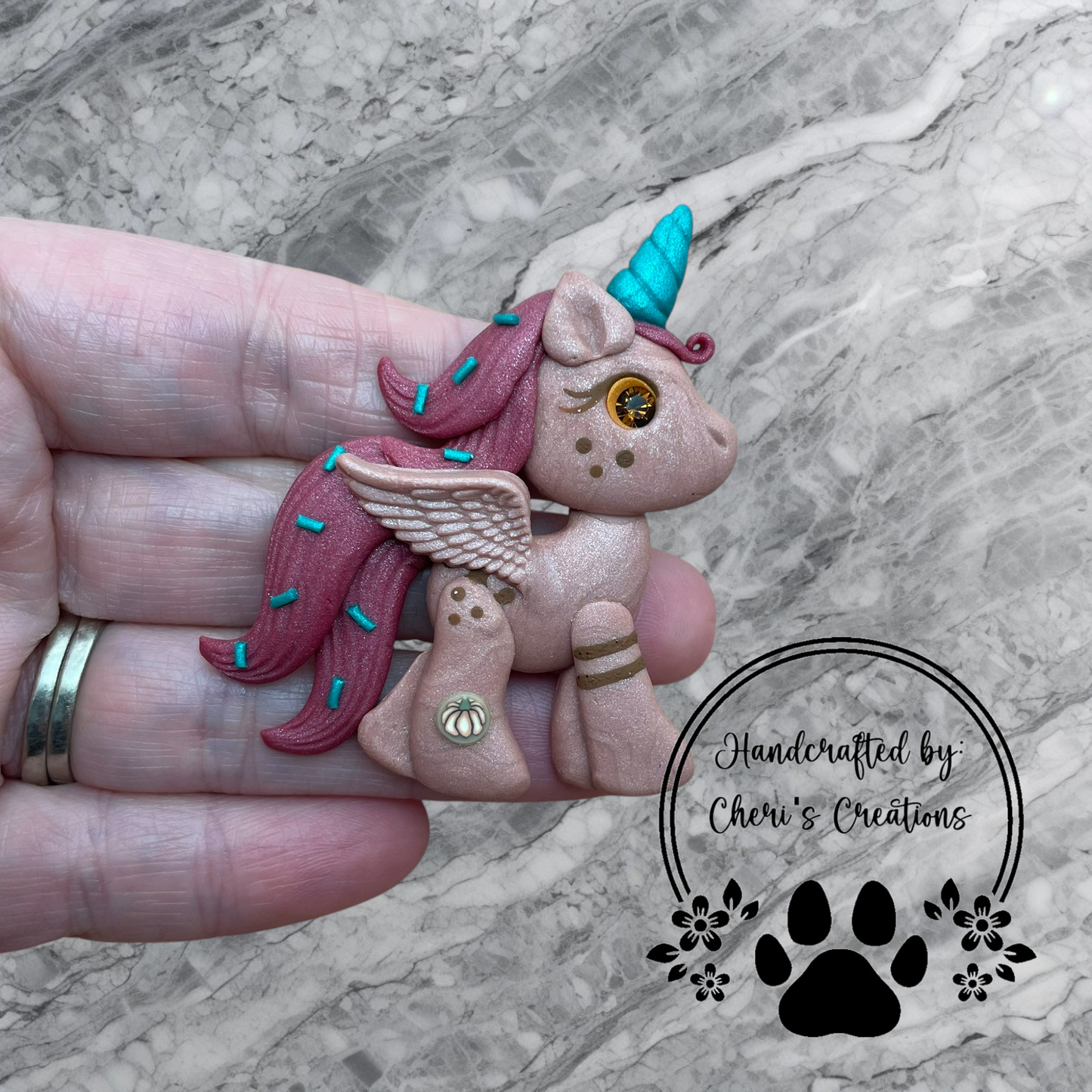 Sweet Pumpkin Patch Unicorn Polymer Clay Embellishment