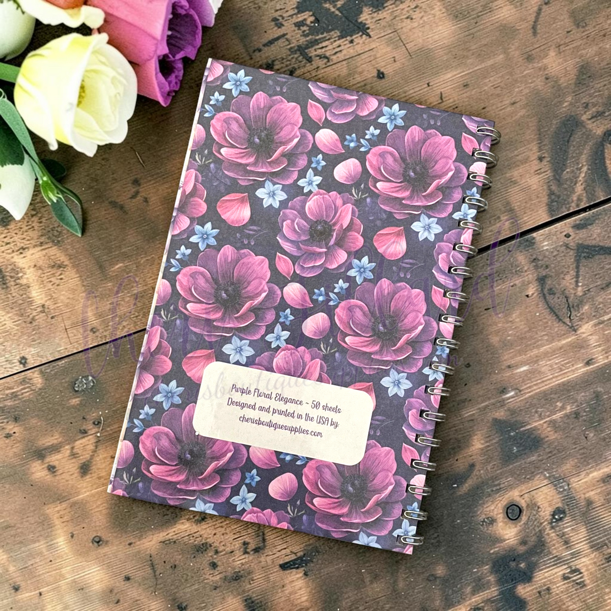 Purple Floral Spiral Notebook