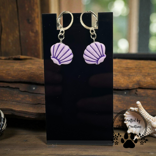 Pastel Purple Shell Earrings – Soft Coastal Dangle Earrings