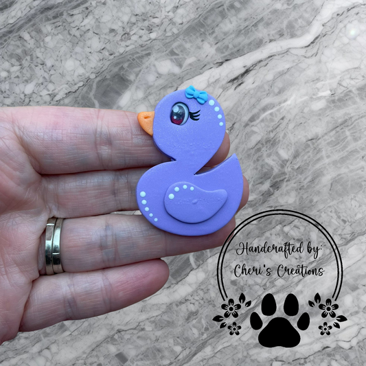 Playful Purple Rubber Ducky Polymer Clay Embellishment