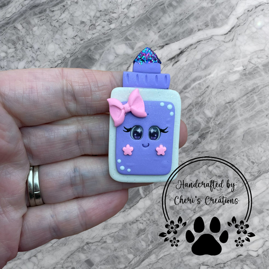 Sparkly Purple Glue Bottle Polymer Clay Embellishment