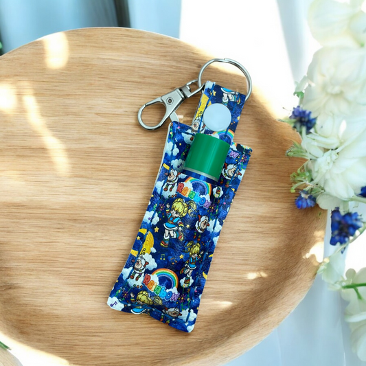 Handmade Lip Balm Keychain – Rainbow Girl & Friends Chapstick Keychain Holder, Portable Lip Balm Accessory for Keys & Bags