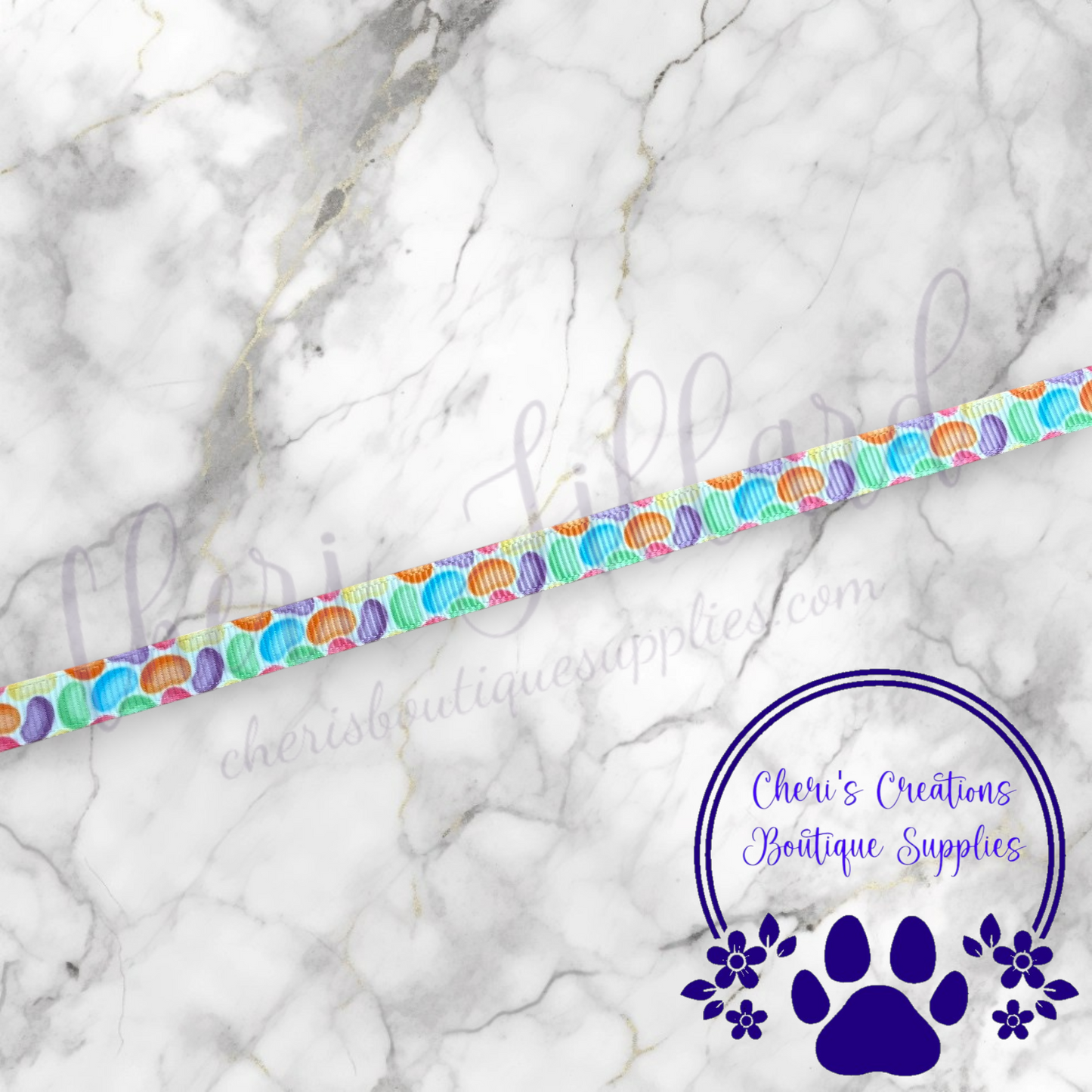 Rainbow Jelly Bean Grosgrain Ribbon – 3/8", 5/8", & 7/8" | Sweet Candy-Themed Craft Ribbon