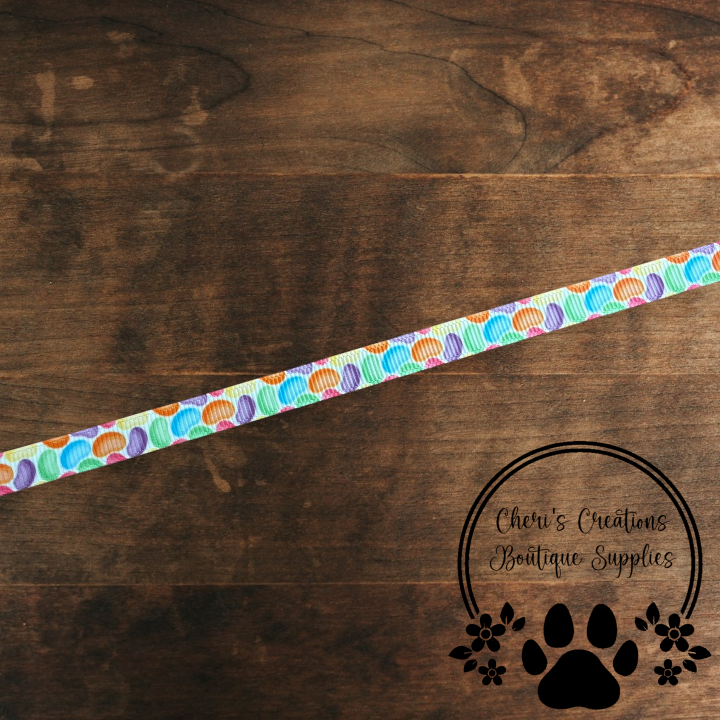 Rainbow Jelly Bean Grosgrain Ribbon – 3/8", 5/8", & 7/8" | Sweet Candy-Themed Craft Ribbon