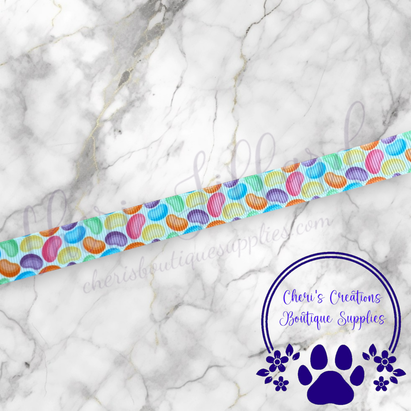 Rainbow Jelly Bean Grosgrain Ribbon – 3/8", 5/8", & 7/8" | Sweet Candy-Themed Craft Ribbon