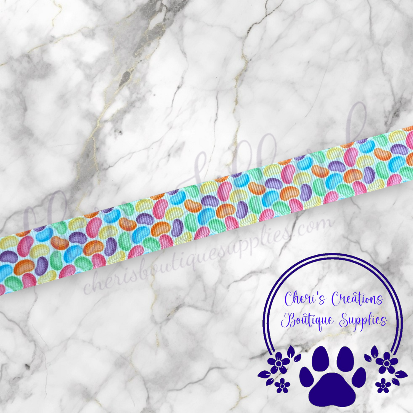 Rainbow Jelly Bean Grosgrain Ribbon – 3/8", 5/8", & 7/8" | Sweet Candy-Themed Craft Ribbon