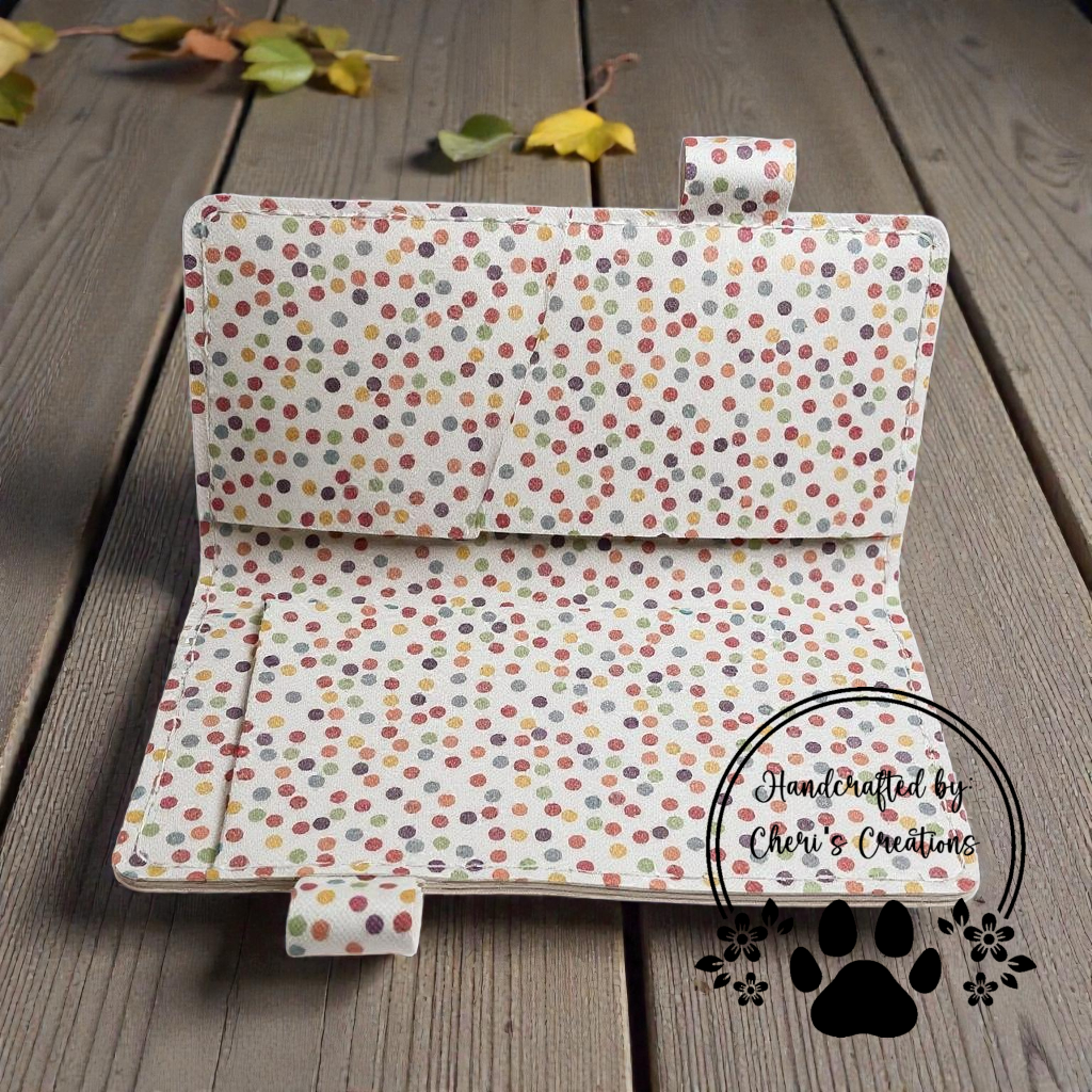 Rainbow Polka Dots Faux Leather Checkbook Holder
