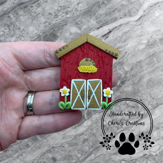 Charming Red Barn Polymer Clay Embellishment