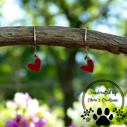 Classic Red Heart Enamel Dangle Earrings
