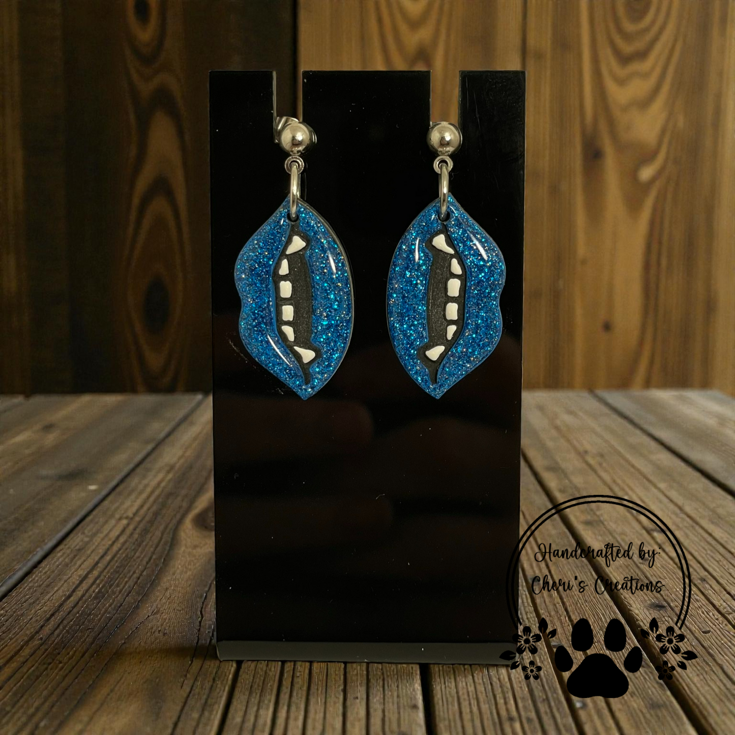 Blue Vampire Lips Dangle Earrings – Handmade Polymer Clay Earrings