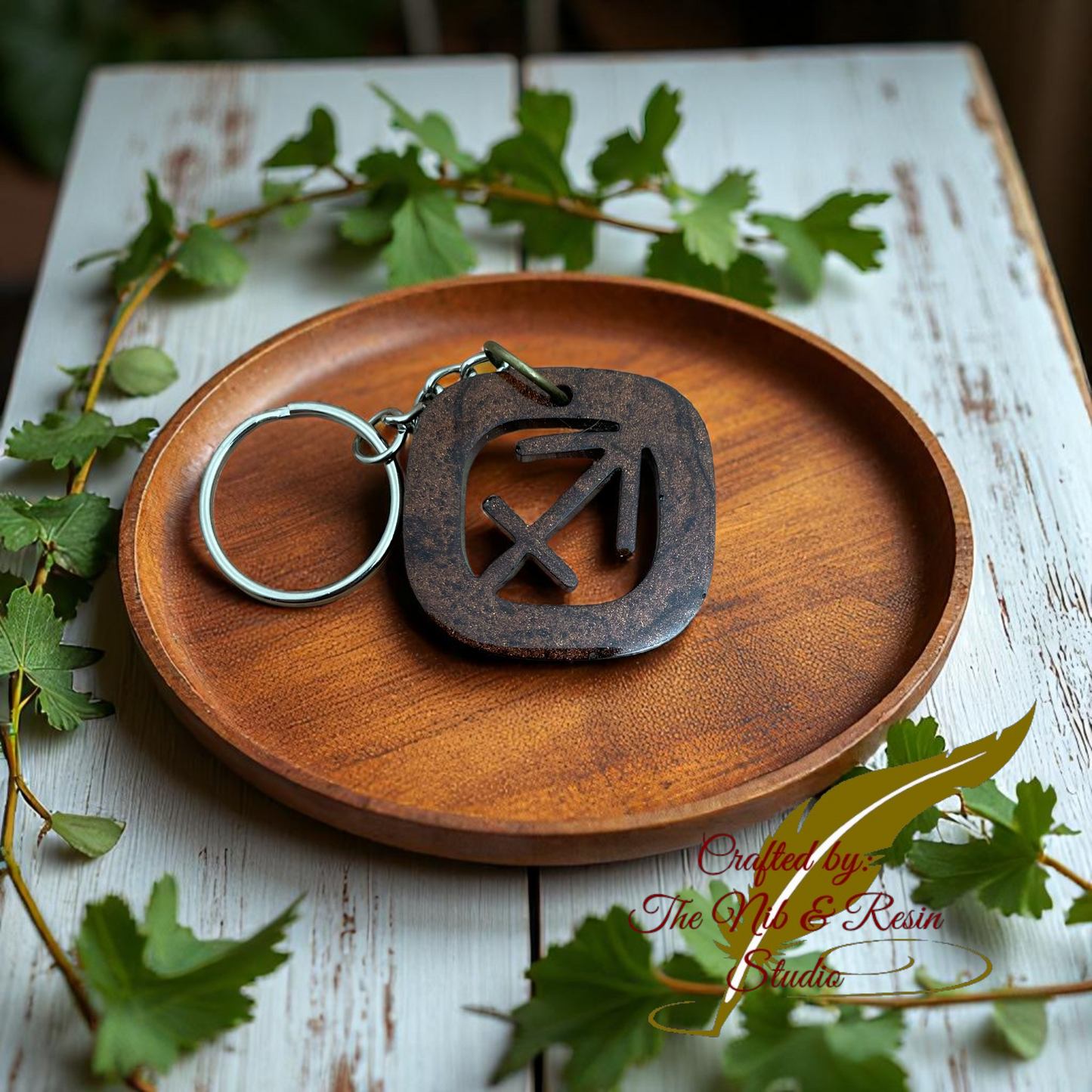 Zodiac Sign Keychain: Sagittarius - Coffee (Brown)