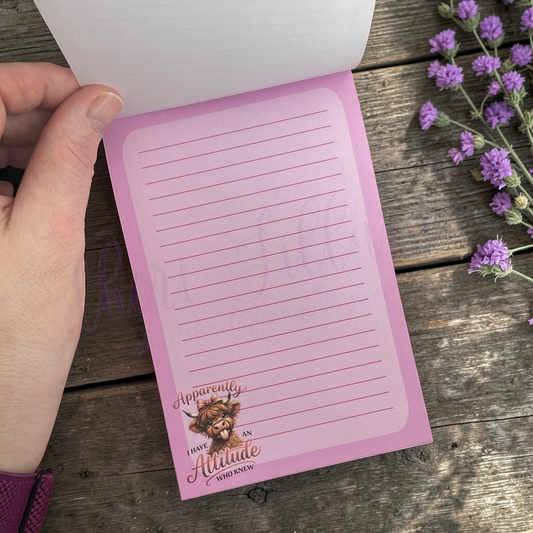 Highland Cow Notepad – Sassy Cow Memo Pad