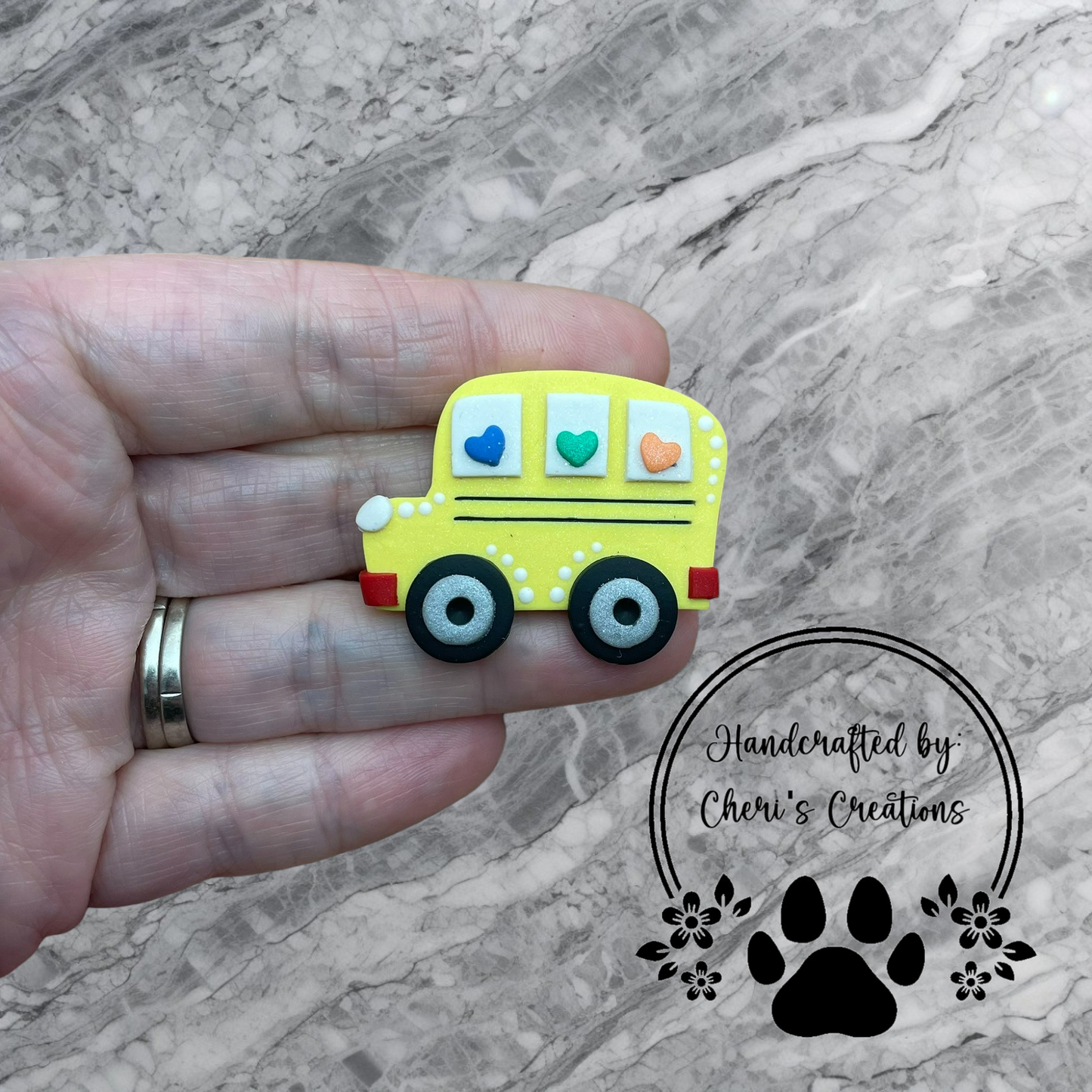 Cute Yellow School Bus Polymer Clay Embellishment