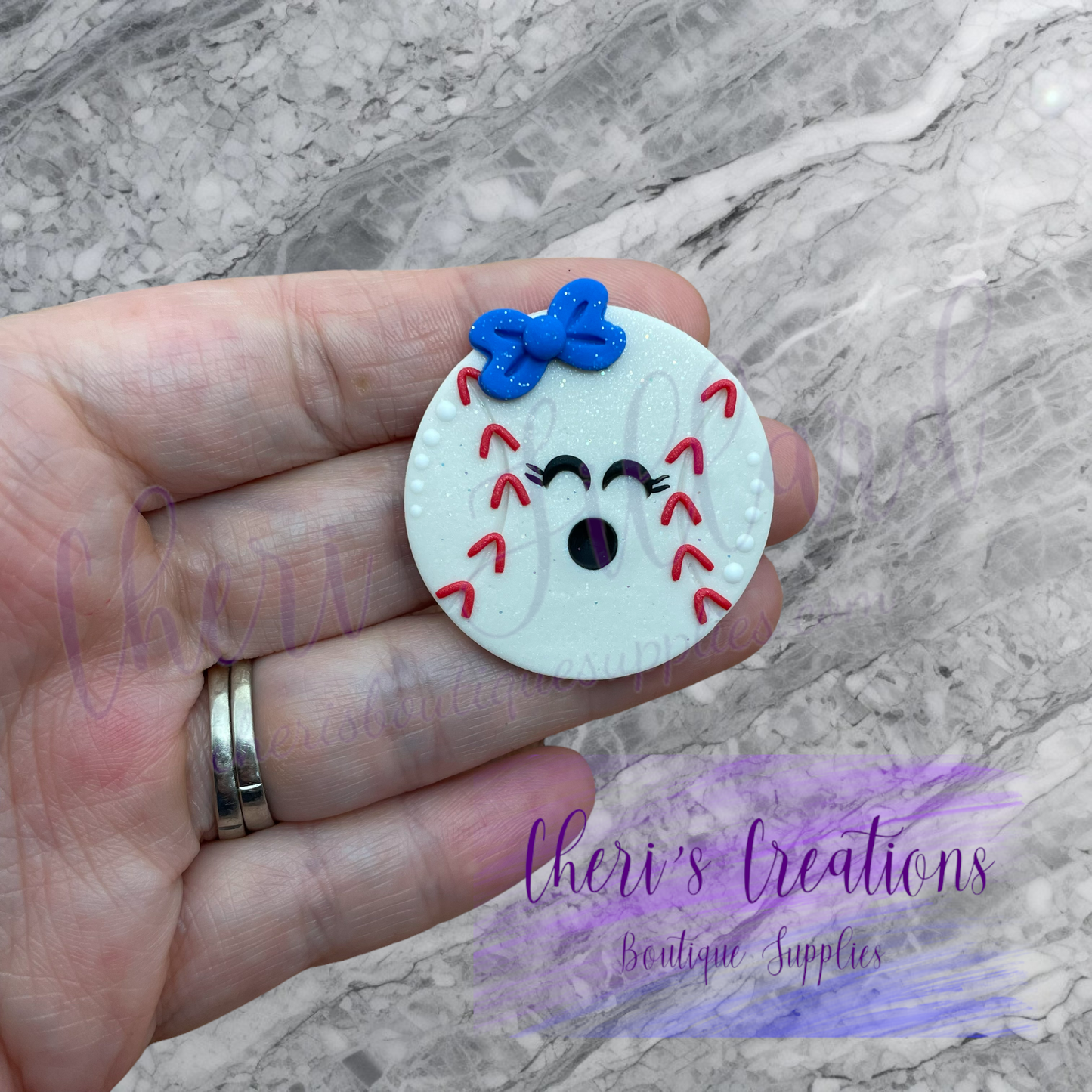 Home Run Baseball Polymer Clay Embellishment