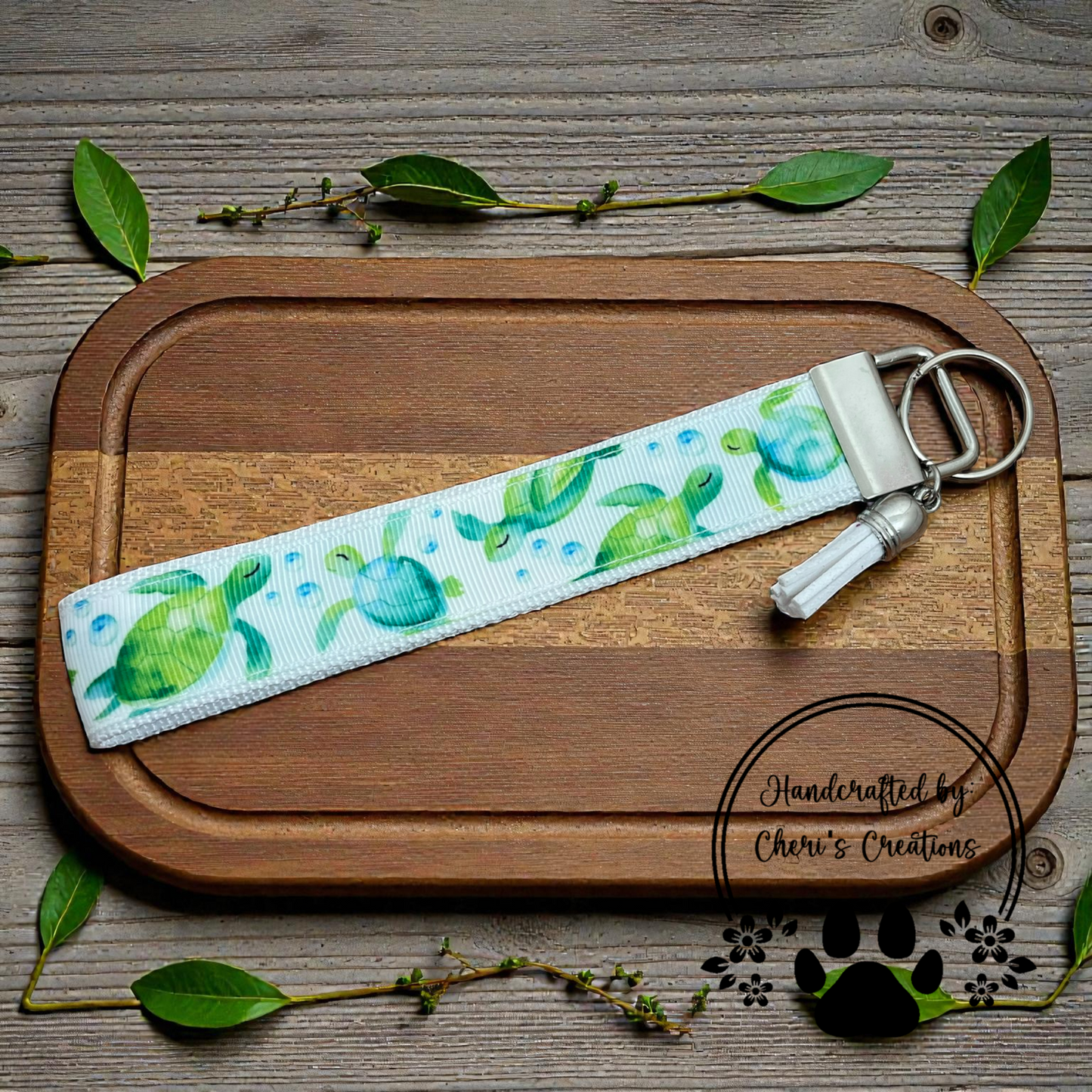 Wristlet Keychain - Sea Turtles Key Fob