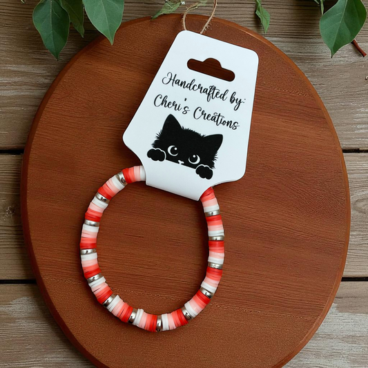 Coral Heishi Bead Bracelet – Handmade Stretch Bracelet