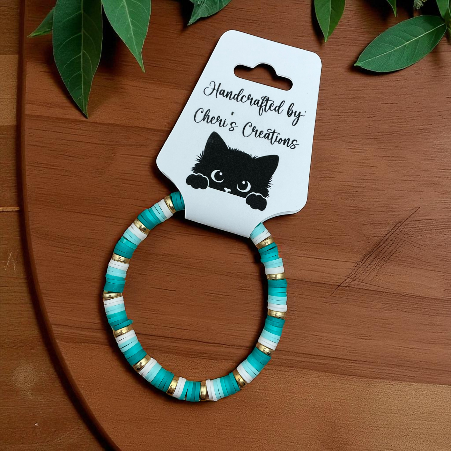 Turquoise Heishi Bead Bracelet – Handmade Stretch Bracelet