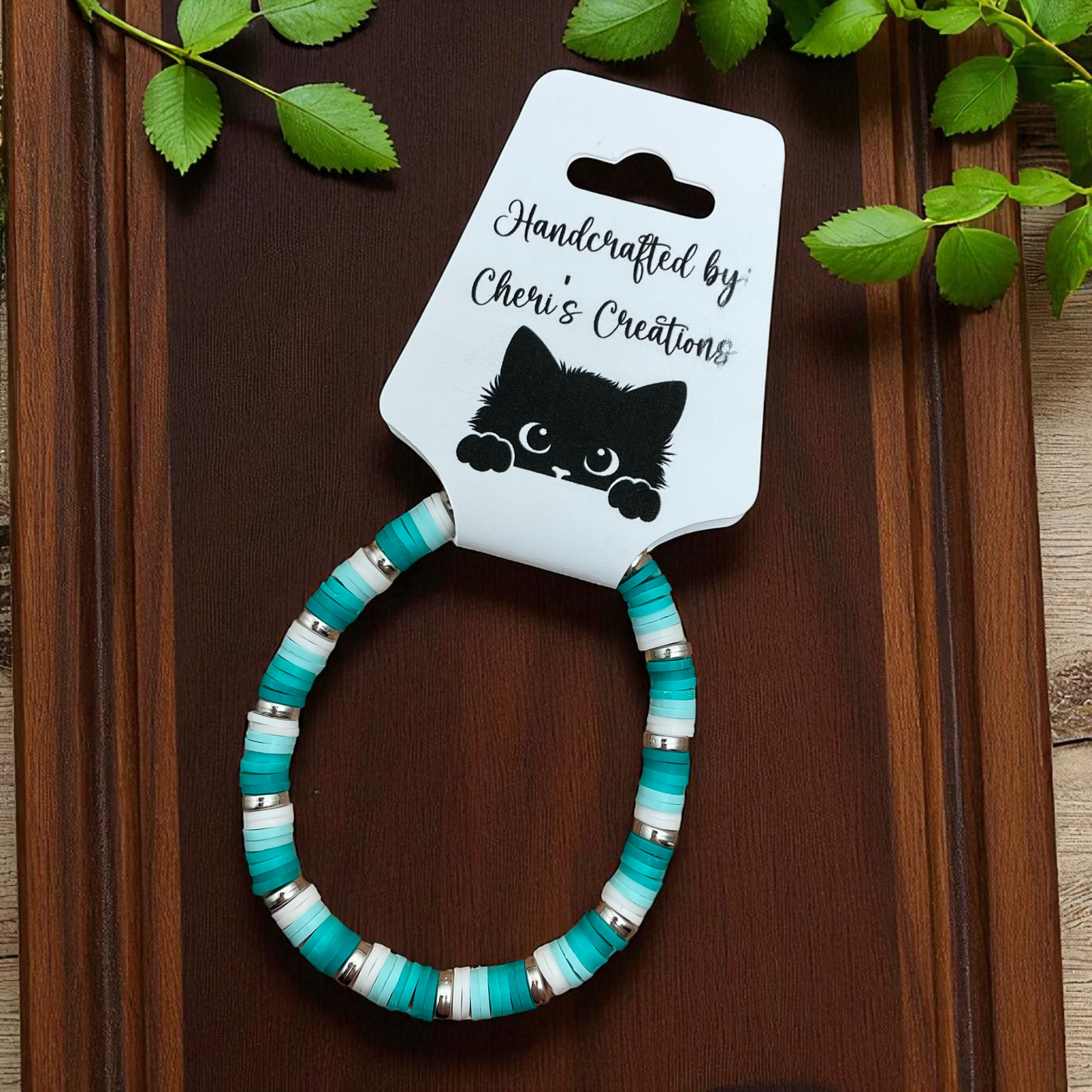 Turquoise Heishi Bead Bracelet – Handmade Stretch Bracelet