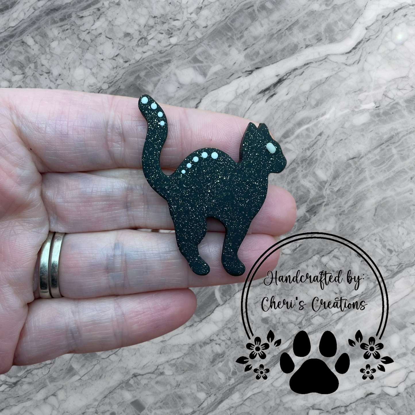 Mystical Shadow Cat Polymer Clay Embellishment